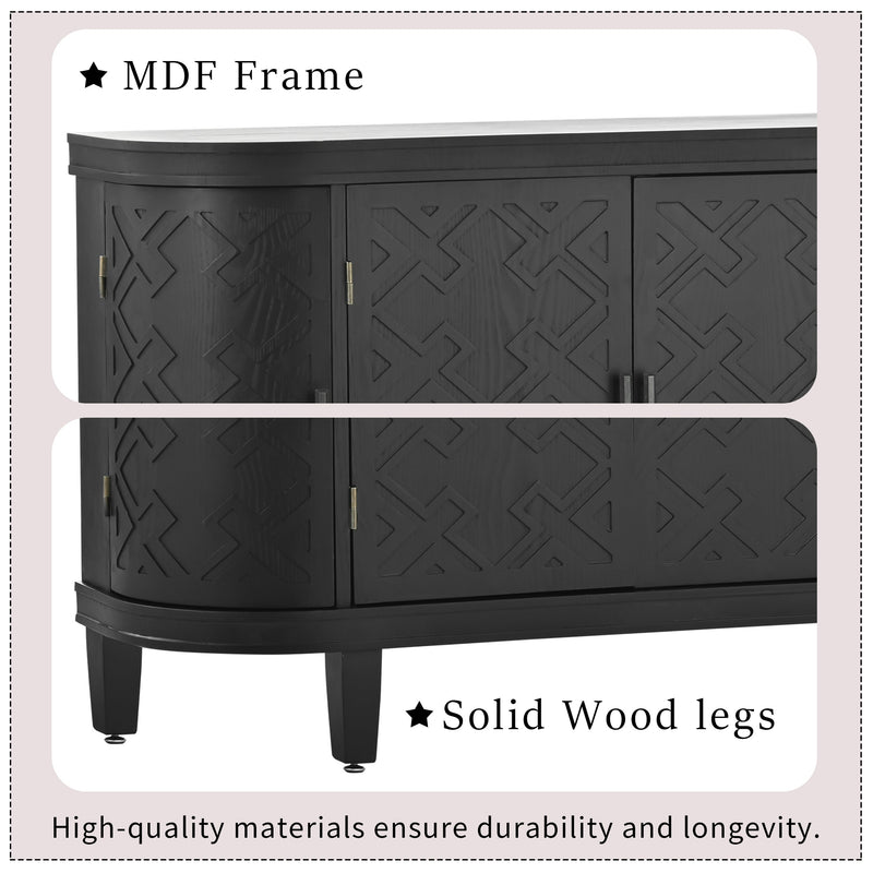 Accent Storage Cabinet Sideboard Wooden Cabinet with Antique Pattern Doors for Hallway, Entryway, Living Room, Bedroom