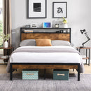 Metal Platform Bed Frame With Wooden Headboard And Footboard With USB Liner, No Box Spring Needed, Under Bed Storage by HouseOfZazla