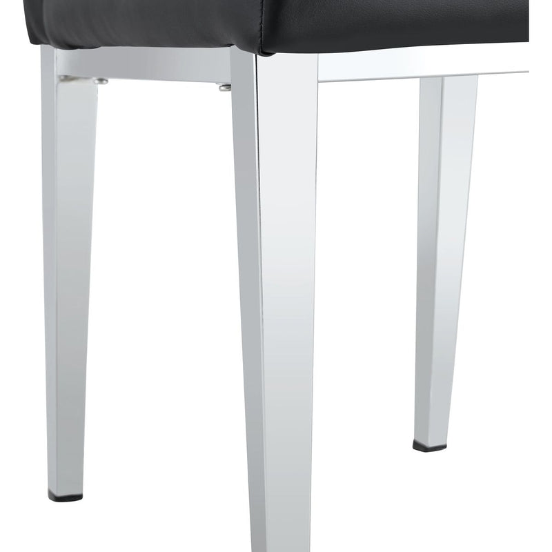 8 piece set of black armless dining chairs brings a touch of elegance and mystery to the dining area with its deep black tone,The grid and buckle design of the back add a vintage yet fashionable touch