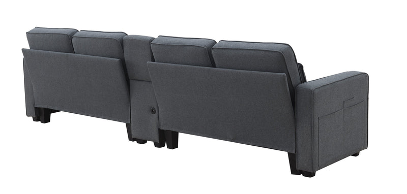 Walker Edison | Modern Linen 114" Sofa with Console and USB