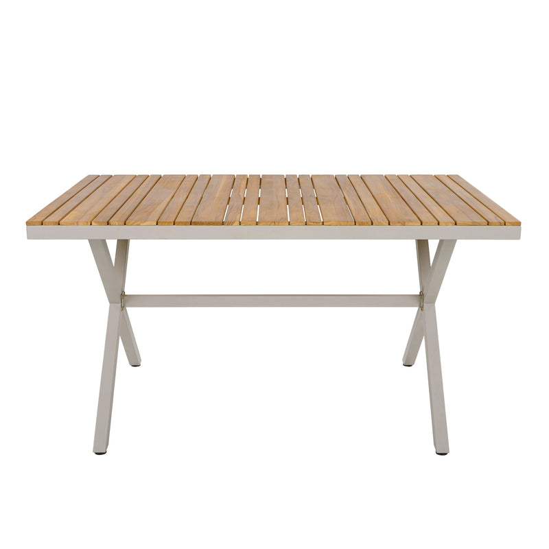 Teak Wood Top Outdoor Table with Steel Frame, photo 4 of 10