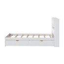 Platform Bed With Bookcase Headboard, Built-In Downlight, Charging Station, And 2 Side Drawers by HouseOfZazla