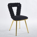 Modern Chair With Iron Tube Legs, Soft Cushions And Comfortable Backrest, Suitable For Dining Room, Living Room, Cafe, Hairball Back by Unique Piece Furniture