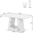 Dining Table For 4 To 6 People, With Trapezoid Base For Dining Room - White by HouseOfZazla