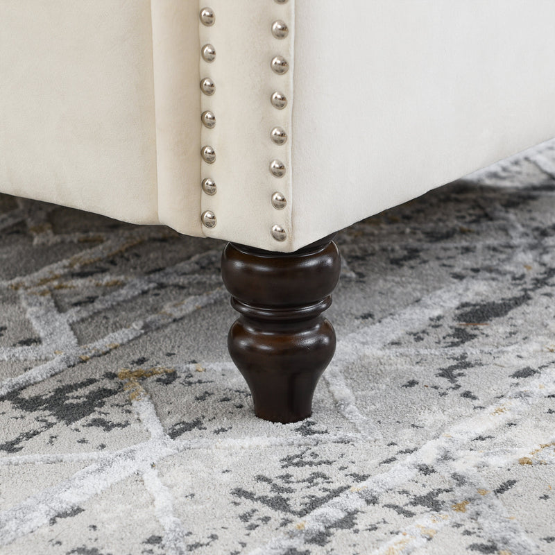 3-seater + 3-seater Combination sofa.Beige Velvet W834S00065