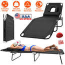 Folding Beach Lounge Chair Face DownÊTanning Chaise Sunbathing Recliner 265LBS Max Load with 5-Angle Backrest 3 Removable Pillows for Beach Pool Lawn