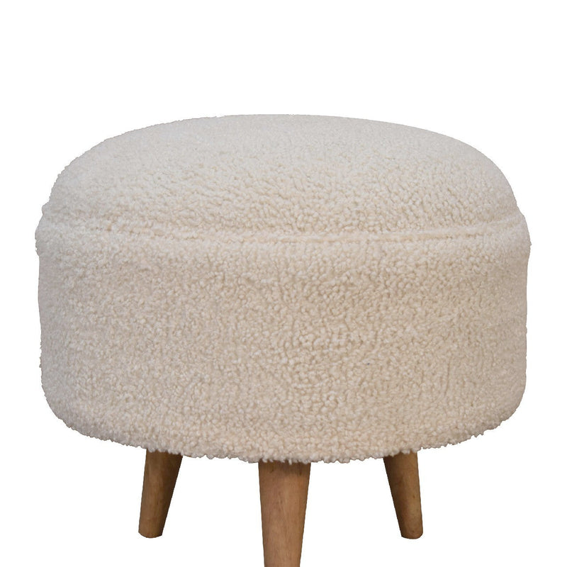 Walker Edison | Cream Boucle Rounded Footstool