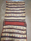 26" X 56" Antique Handmade Authentic Tribal Wool Rug Double Bag Tobreh