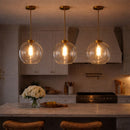 Gleam - Single Light Pendant Lamp With Clear Globe Satin - Antique Brass / Clear / Gold by HouseOfZazla