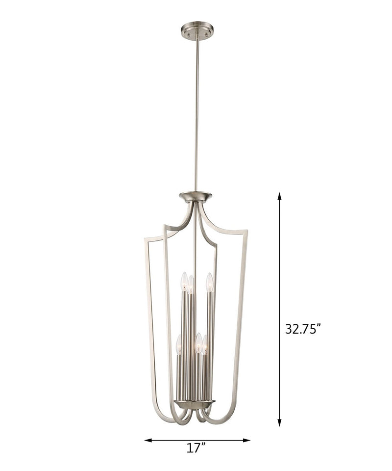 17"W Laguna 6-Light Pendant Brushed Nickel