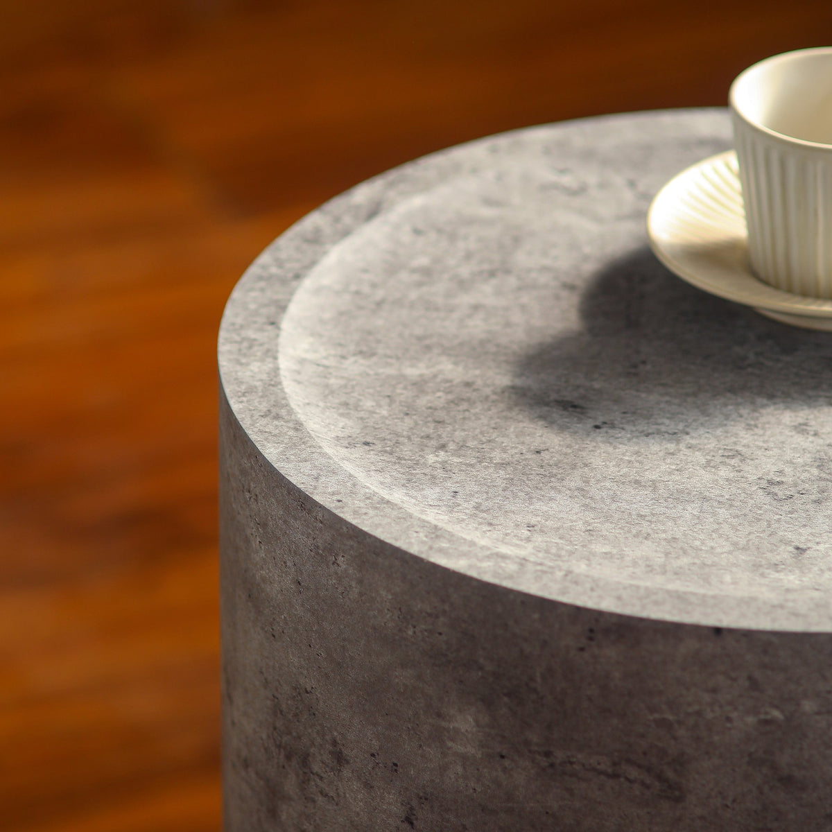 Modern Faux Concrete Round Corner Accent Table, photo 6 of 9