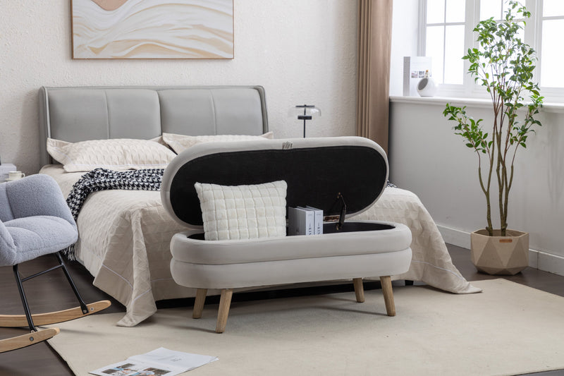 Walker Edison | Grey Velvet Storage Bench