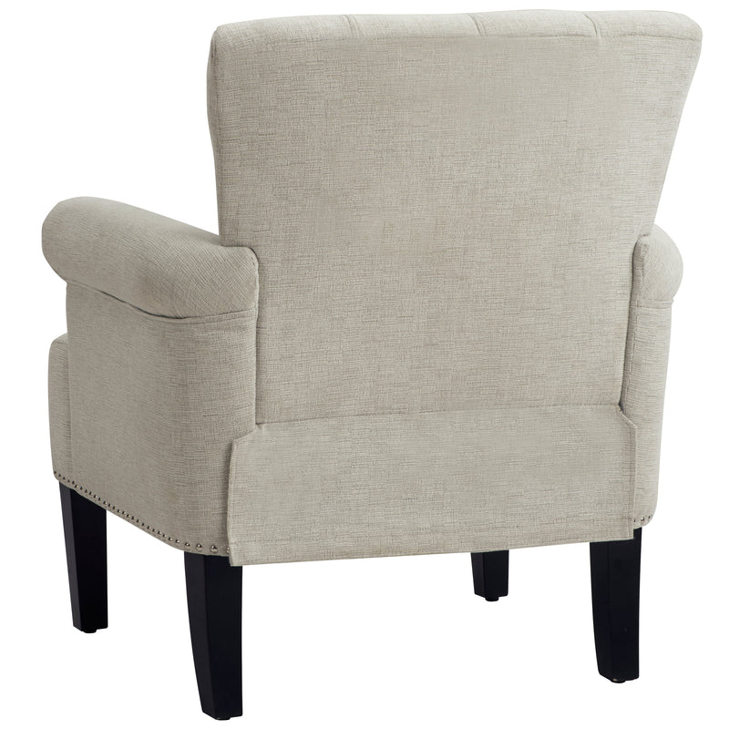 Accent Rivet Tufted Polyester Armchair, Cream