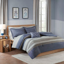 Queen Striped Comforter Set with Bed Sheets