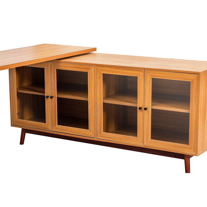 Walker Edison | Modern L-shaped 66" Desk with Storage