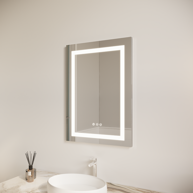 26x20 inch Bathroom Medicine Cabinet with LED Mirror, Anti-Fog, Waterproof, 3000K~6000K Single Door Lighted Bathroom Cabinet with Touch Swich, Dimmable, Recessed or Surface Mount (Right Door)
