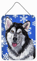 Alaskan Malamute Winter Snowflakes Holiday Wall or Door Hanging Prints SC9491DS1216