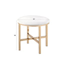 Midriaks - Mirror & Stool - Synthetic Leather , White & Gold