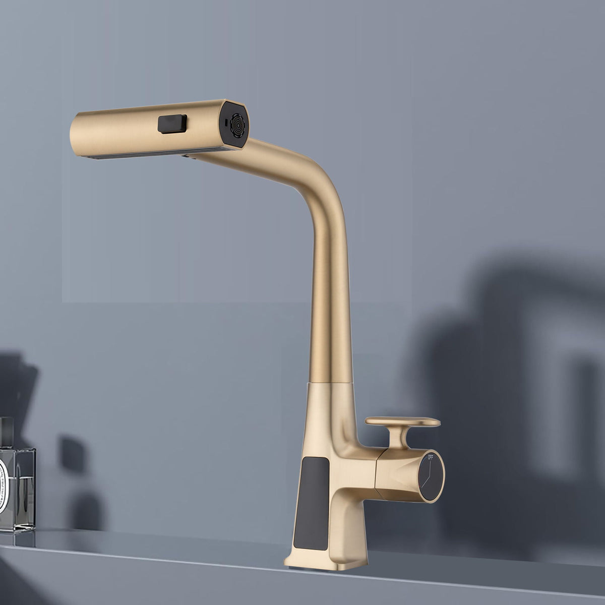 Waterfall Kitchen Faucet With Temperature Display And Pull Down Sprayer, photo 14 of 16