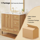 36" Bathroom Vanity, 2 Soft Close Doors, 4 Soft Close Drawers, Adjustable Shelf, Storage Cabinet - Acacia Wood by HouseOfZazla