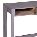 44 Inch Minimalist Single Drawer, Mago Wood, Entryway Console Table Desk, Textured Groove Lines, Gray
