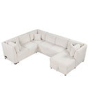 U-Shaped Sectional Sofa Pull Out Sofa Bed With Two USB Ports, Two Power Sockets, Three Back Pillows And A Storage Chaise For Living Room by Unique Piece Furniture