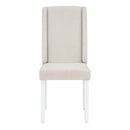 6-Piece Classic Dining Table Set, Rectangular Extendable Dining Table with two 12"W Removable Leaves and 4 Upholstered Chairs & 1 Bench for Dining Room (Gray+White)