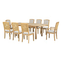 Topmax - Rustic Extendable Dining Table Set With Removable Leaf, 6 Upholstered Armless Dining Chairs And 2 Padded Arm Chairs, 9 Pieces by HouseOfZazla