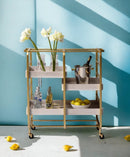 Vorrik Gold & White Washed Finish Serving Cart by HouseOfZazla