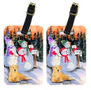 Snowman with Golden Retriever Luggage Tag