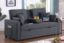 Cody II - Convertible Sleeper Loveseat With Cup Holder, Charging Ports and Pocket - Dark Gray by HouseOfZazla