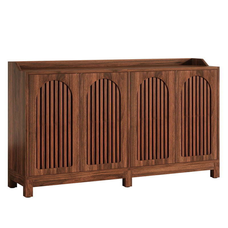 Sideboard Buffet Cabinet With 4 Doors & Shelves, Credenza Table For Dining Room - Brown, photo 12 of 14