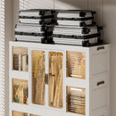 Portable Wardrobe Closet Storage Organizer For Clothes With Magnetic Doors, 12 Cubes & 2 Hanging Rods - White
