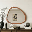 Asymmetrical Wall Mirror Wooden Framed Mirror Large Sized Dressing Mirror, For Living Room, Bedroom, Bathroom, Hallway Or Entry Way - Natural Wood by Unique Piece Furniture