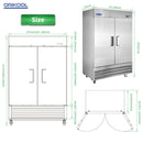 54" Commercial Refrigerator 49 Cu.Ft With 2 Solid Door Reach-In Refrigerators Stainless Steel Etl Approved Upright Fridge Storage - Silver by HouseOfZazla