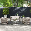 Everly - Frame Barrel Deep Seating Patio Loveseat Sofa Axroma Olefin - Oat Beige by HouseOfZazla