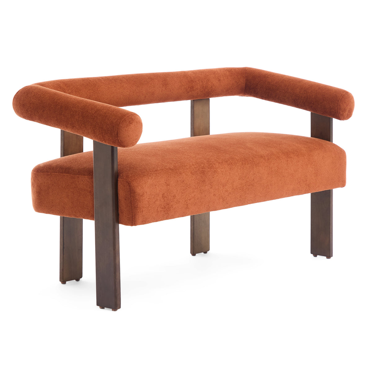 Round Armrest Loveseat (Dark Orange + Brown), photo 2 of 10