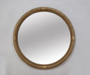 31.9" Woven Rattan Decorative Round Mirror with Wrapped Accents
