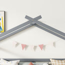 Low Loft House Bed With Slide, Ladder, Safety Guardrails, House Roof Frame by HouseOfZazla