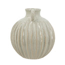9x9x10' Decorative Round Ceramic Flower Vase with Small Handles and Textured Motif, Gold by HouseOfZazla