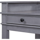 TREXM 4-Piece Dining Table Set for 3, Retro Kitchen Table and Chairs Set with 3 Storage Drawers, Ideal for Small Spaces (Gray)