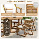 TREXM Patio Dining Chair Set of 2, Wood Outdoor Armchairs with Removable Cushions
