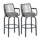 Outdoor Patio Bar Stools 29"H Set of 2, Modern Woven Rattan Rope Bar Height Chair by HouseOfZazla