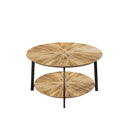 31.5 "Round Coffee Table,Stand Wooden Double Layer Coffee Table with Open Storage Space and Metal Table Legs for Living Room,Bedroom