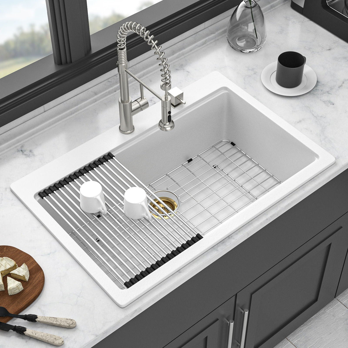 Granite Composite Quartz Kitchen Sink With Workstation Features And Drop In Design, photo 15 of 16