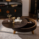 Round Retro Coffee With Solid Wood Legs by Unique Piece Furniture