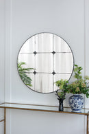 Traditional Decor Style Round Antique Glass Wall Mirror, Wall Decor For For Bathroom Entryway Console Lean Against Wall - Black by HouseOfZazla