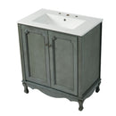 Vintage Bathroom Vanity With Ceramic Sink, Adjustable Shelves by HouseOfZazla