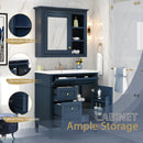Bathroom Vanity With Medicine Cabinet, Royal Mirror Cabinet, Modern Bathroom Storage Cabinet With 2 Soft Closing Doors And 4 Drawers by Unique Piece Furniture