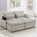 Convertible Loveseat Sofa With Storage, USB Ports, Cup Holders by HouseOfZazla